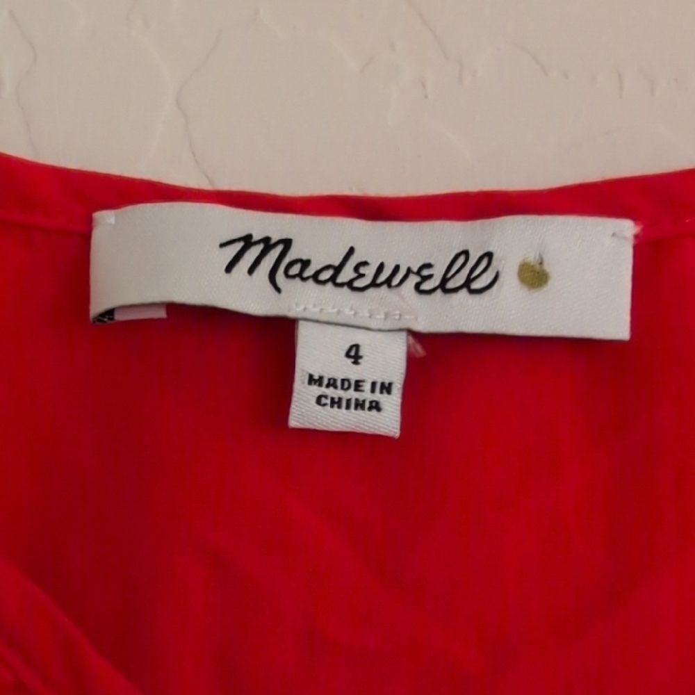Madewell Ruffle Maxi Faux Wrap Coral Red Pink Orange Asymmetrical Dress - Size 4 - Picture 9 of 13